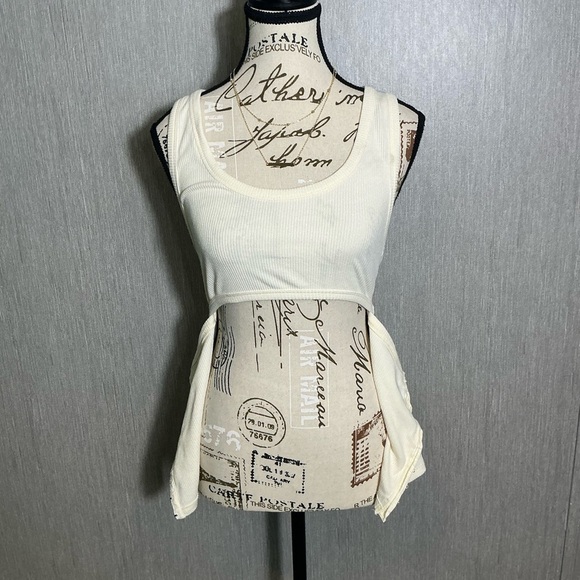 Zara Cream Sleeveless Cutout Top Size Medium - Picture 5 of 9